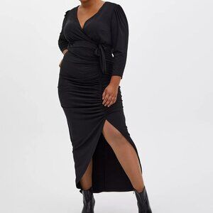 New TORRID Plus Size 18 2X Womens Black Maxi Studio Knit Hi-Low Dress